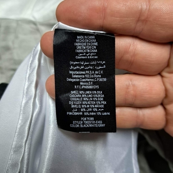 🧡𝅺BEBE Striped Silk/Linen Blend Strapless Dress - Picture 3 of 5